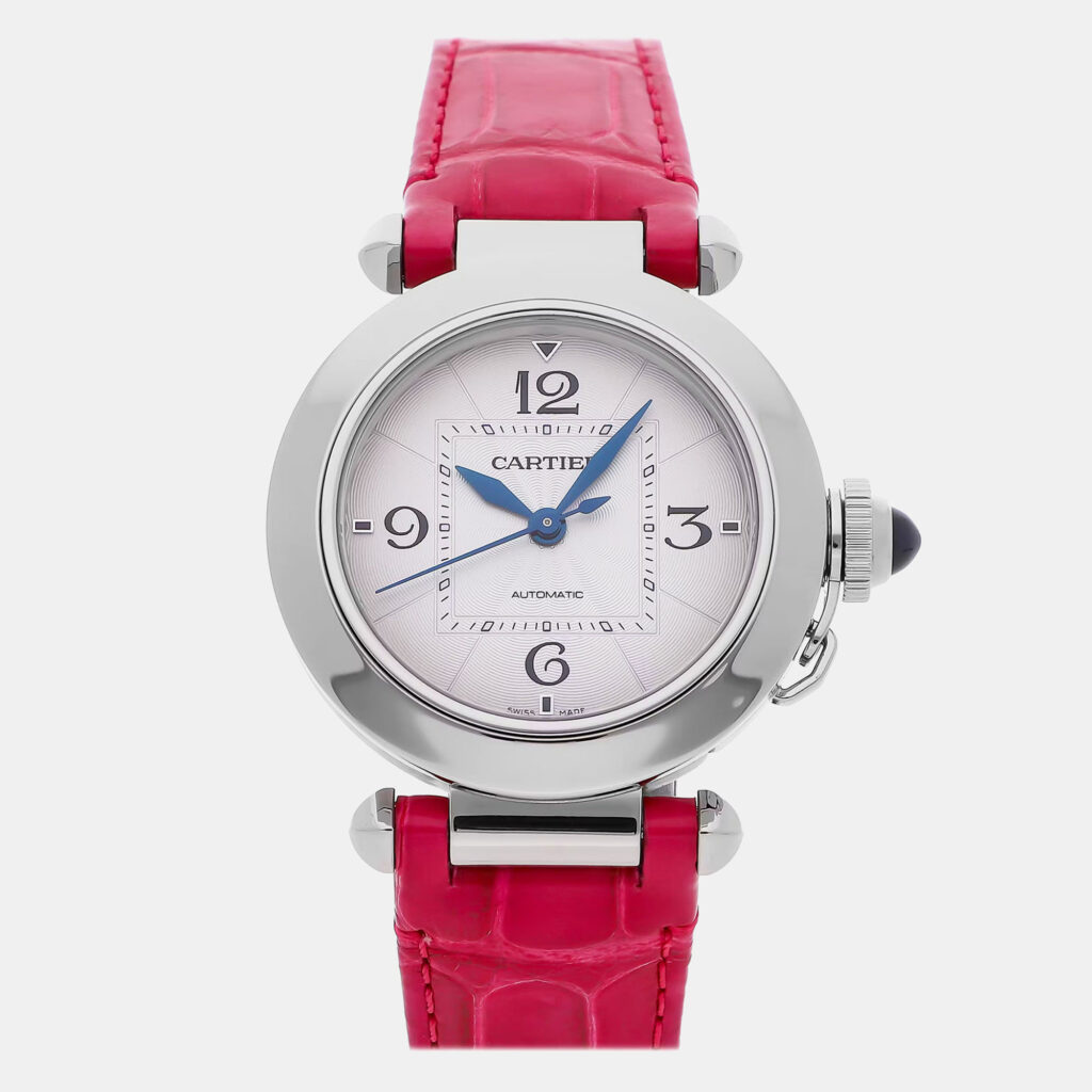 Pre-Owned Cartier Pasha WSPA0012 Automatic Silver Stainless Steel Wristwatch 35 mm Pre-Owned Cartier Pasha WSPA0012 Automatic Silver Stainless Steel Wristwatch 35 mm