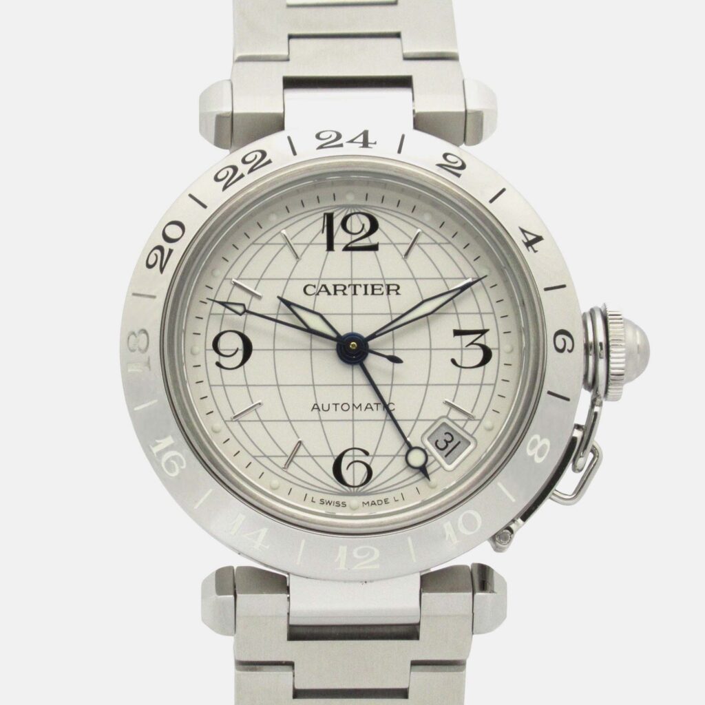 Cartier Pasha C GMT Meridian W31078M7 Automatic Silver Stainless Steel Men's Wristwatch 35 mm Cartier Pasha C GMT Meridian W31078M7 Automatic Silver Stainless Steel Men's Wristwatch 35 mm