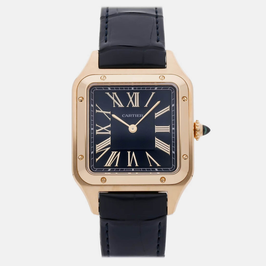 Cartier Santos Dumont WGSA0115 Quartz Blue 18k Yellow Gold Women’s Wristwatch 31 mm