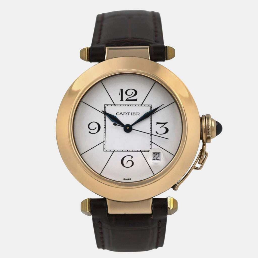 Cartier Pasha 820901 Automatic Silver 18K Yellow Gold Men's Wristwatch 38 mm Cartier Pasha 820901 Automatic Silver 18K Yellow Gold Men's Wristwatch 38 mm