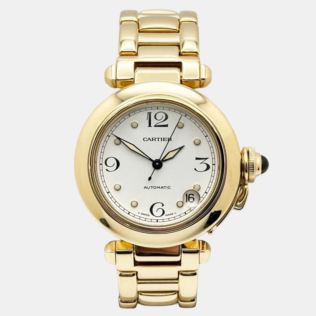 luxury-men-cartier-used-watches-p1220571-002-1.jpg Cartier Pasha C 1035 Automatic White 18k Yellow Gold Men's Wristwatch 35 mm