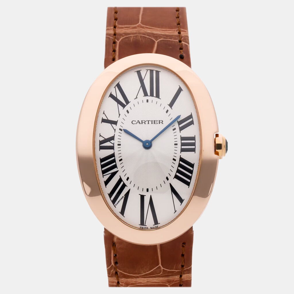 luxury-men-cartier-used-watches-p1222971-002-1.jpg Pre-Owned Cartier Baignoire W8000002 Silver Manual Winding 18k Rose Gold Men's Wristwatch 34 mm