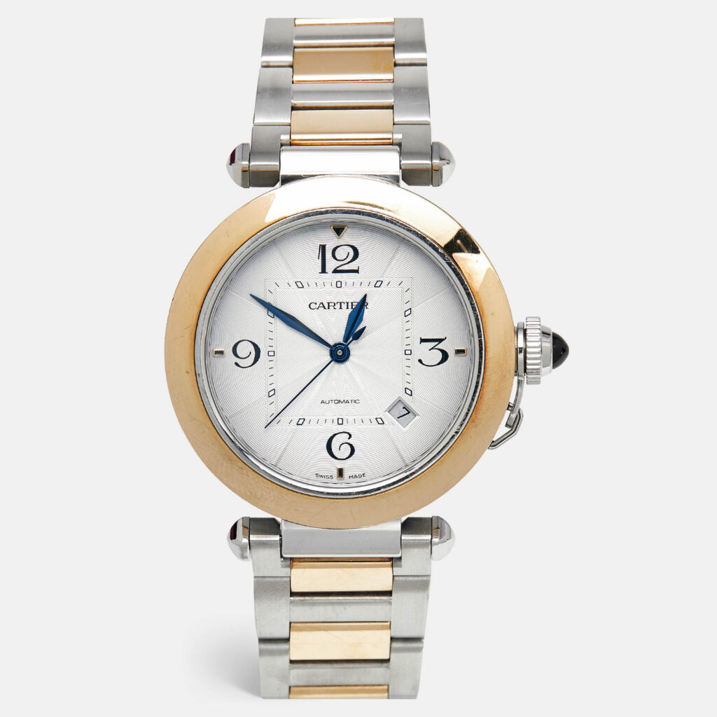 Cartier Pasha De Cartier CRW2PA0009 Silver Dial 18K Yellow Gold Stainless Steel Men's Wristwatch 41 mm Cartier Pasha De Cartier CRW2PA0009 Silver Dial 18K Yellow Gold Stainless Steel Men's Wristwatch 41 mm