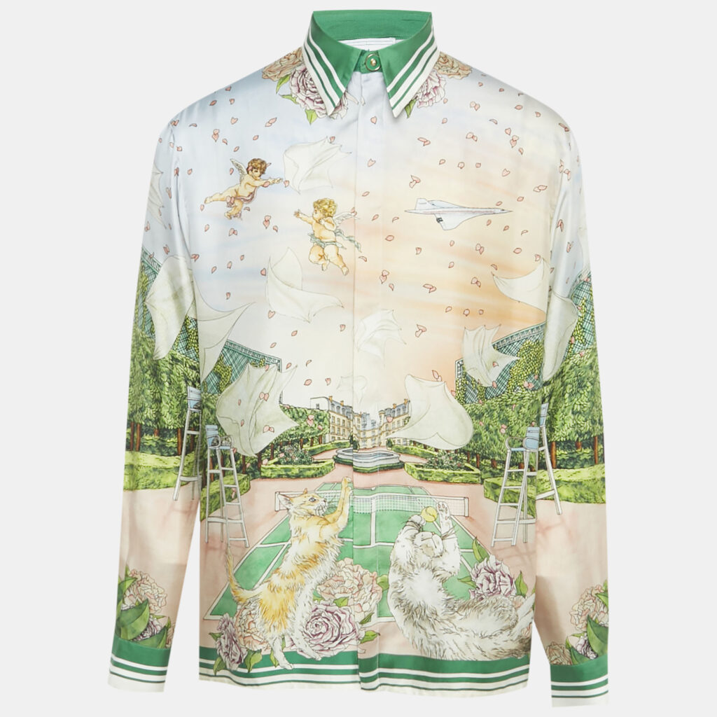 Casablanca Tennis Club Green Printed Silk Tennis Club Prive Shirt L Casablanca Tennis Club Green Printed Silk Tennis Club Prive Shirt L