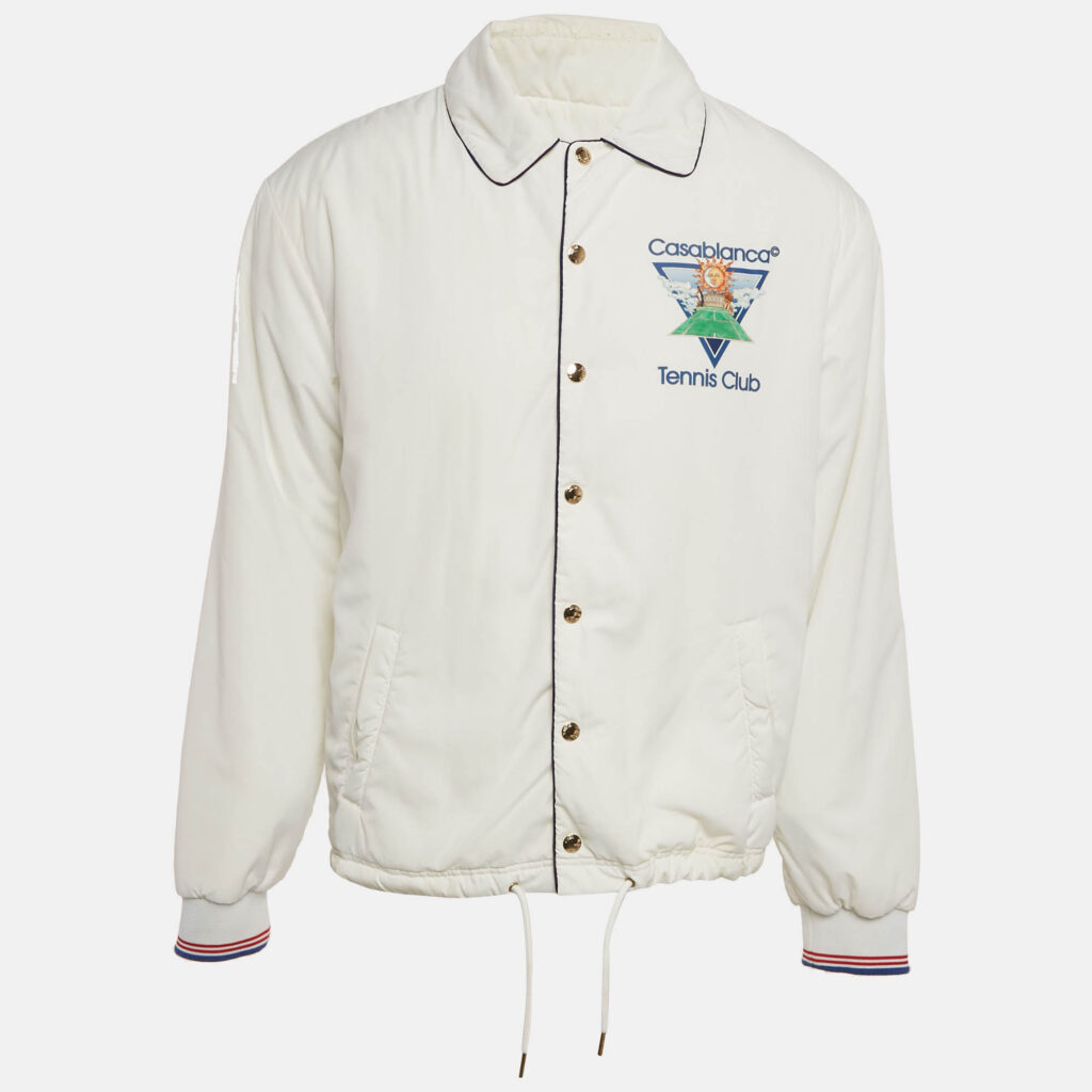 Casablanca Tennis Club White Printed Synthetic Coach Jacket S Casablanca Tennis Club White Printed Synthetic Coach Jacket S