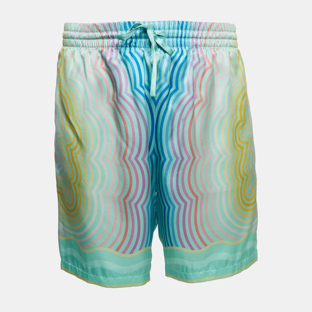 Casablanca Blue Printed Satin Silk Masao San Shorts L Casablanca Blue Printed Satin Silk Masao San Shorts L