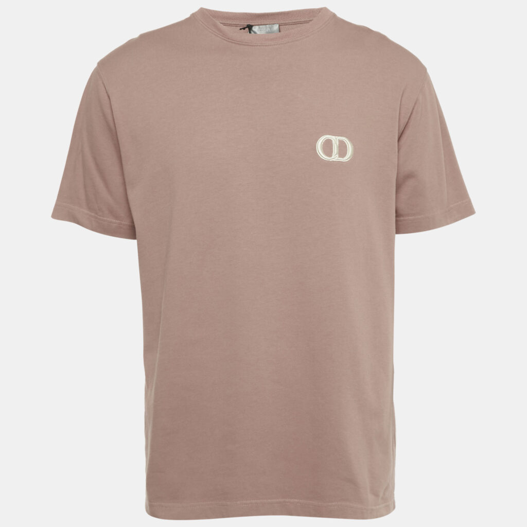 Dior Homme Metal Rose Pink Cotton Logo Detail Crew Neck T-Shirt M