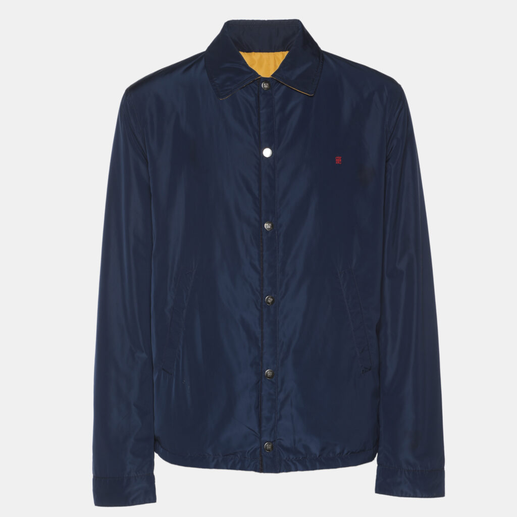 luxury-men-ch-carolina-herrera-used-clothes-p1244708-001.jpg CH Carolina Herrera Navy Blue/Yellow Nylon CH Logo Reversible Jacket M