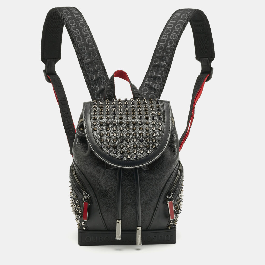 Christian Louboutin Black Leather Small Spike Explorafunk Backpack Christian Louboutin Black Leather Small Spike Explorafunk Backpack