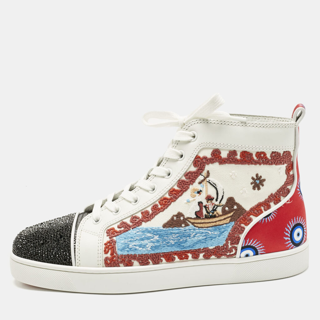 Christian Louboutin Multicolor Canvas and Leather No Limit Greek Sneakers Size 41 Christian Louboutin Multicolor Canvas and Leather No Limit Greek Sneakers Size 41
