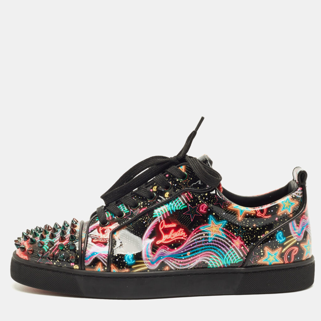 Christian Louboutin Multicolor Patent Leather Louis Junior Spikes Lace Up Sneakers Size 42 Christian Louboutin Multicolor Patent Leather Louis Junior Spikes Lace Up Sneakers Size 42