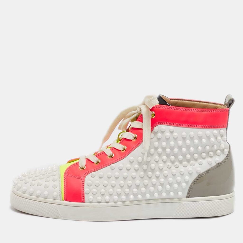 Christian Louboutin Multicolor Leather Louis Spikes High Top Sneakers Size 43.5 Christian Louboutin Multicolor Leather Louis Spikes High Top Sneakers Size 43.5