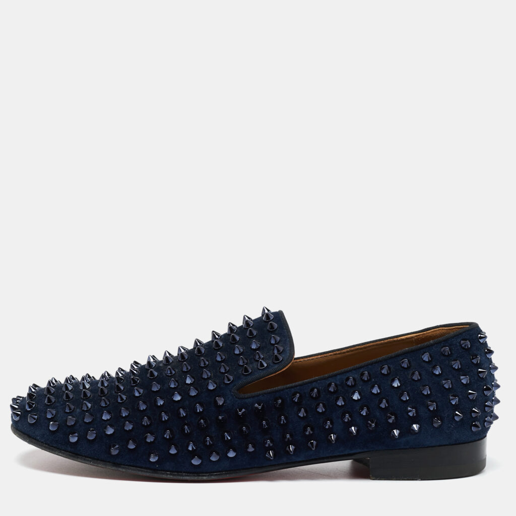 Christian Louboutin Navy Blue Suede Dandelion Spikes Smoking Slippers Size 41 Christian Louboutin Navy Blue Suede Dandelion Spikes Smoking Slippers Size 41
