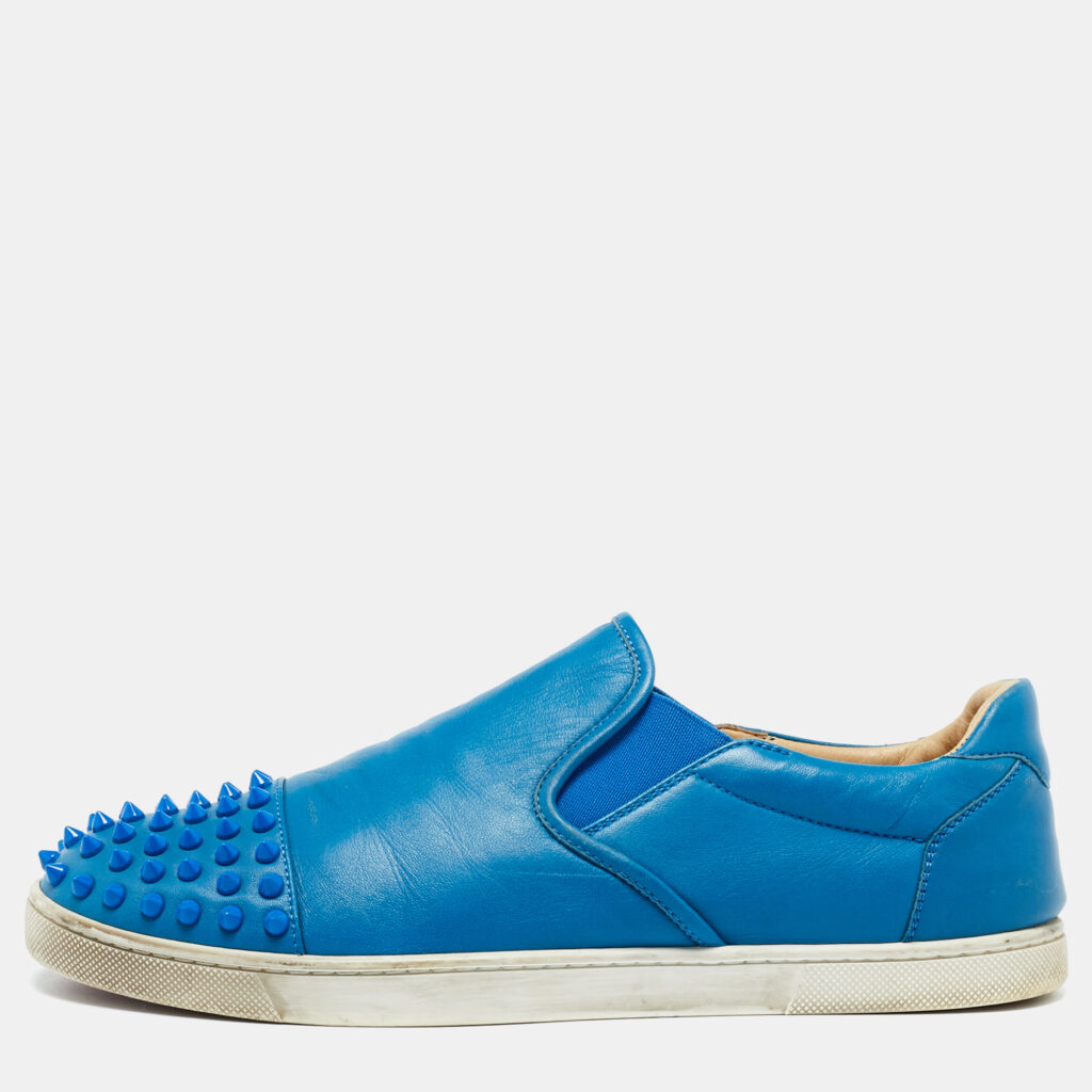 Christian Louboutin Blue Leather Boat Candy Skate Slip On Sneakers Size 40.5 Christian Louboutin Blue Leather Boat Candy Skate Slip On Sneakers Size 40.5