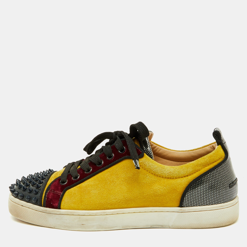 Christian Louboutin Multicolor Suede and Patent Leather Spikes Low Top Sneakers Size 40 Christian Louboutin Multicolor Suede and Patent Leather Spikes Low Top Sneakers Size 40