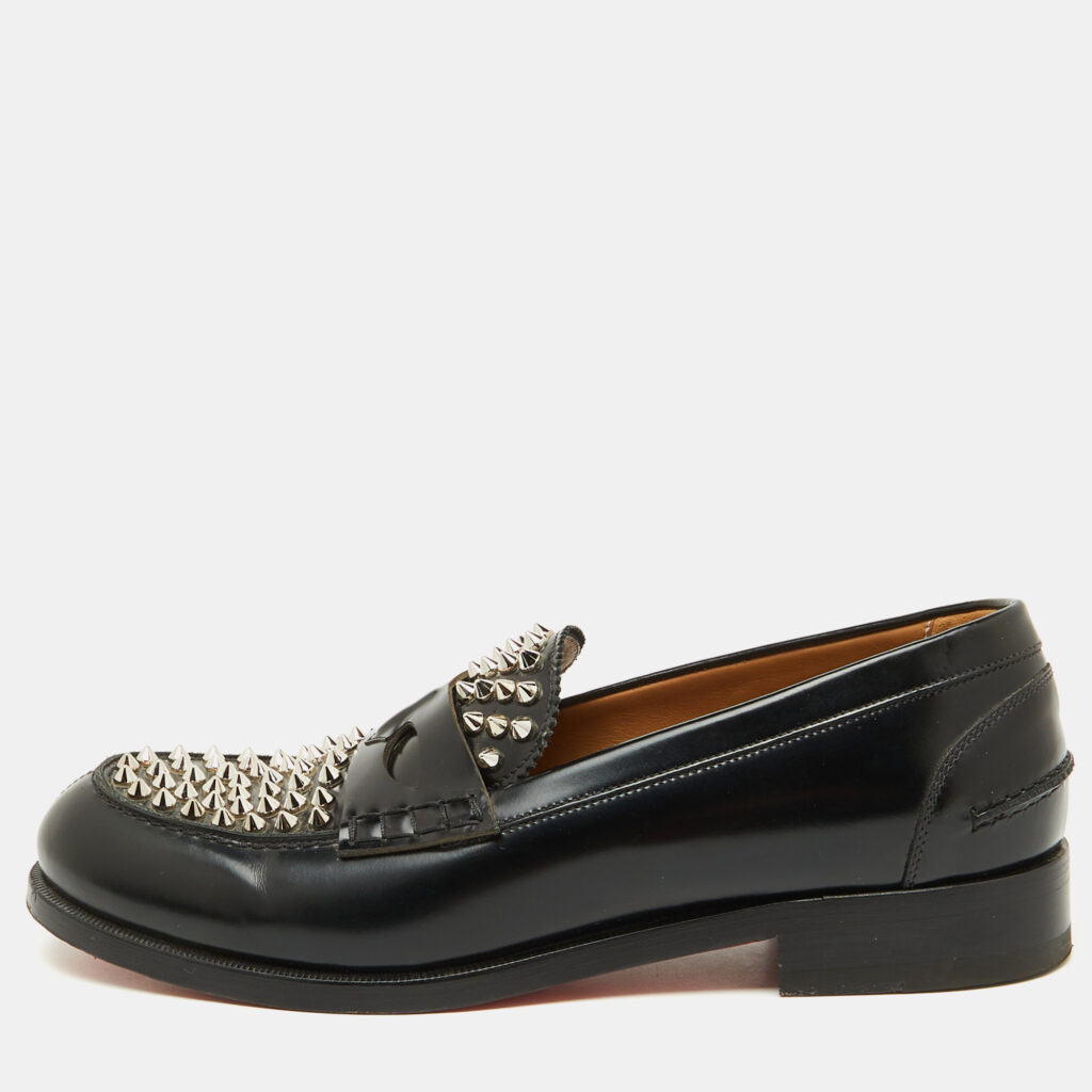 Christian Louboutin Black Leather Montezu Spikes Loafers Size 41 Christian Louboutin Black Leather Montezu Spikes Loafers Size 41