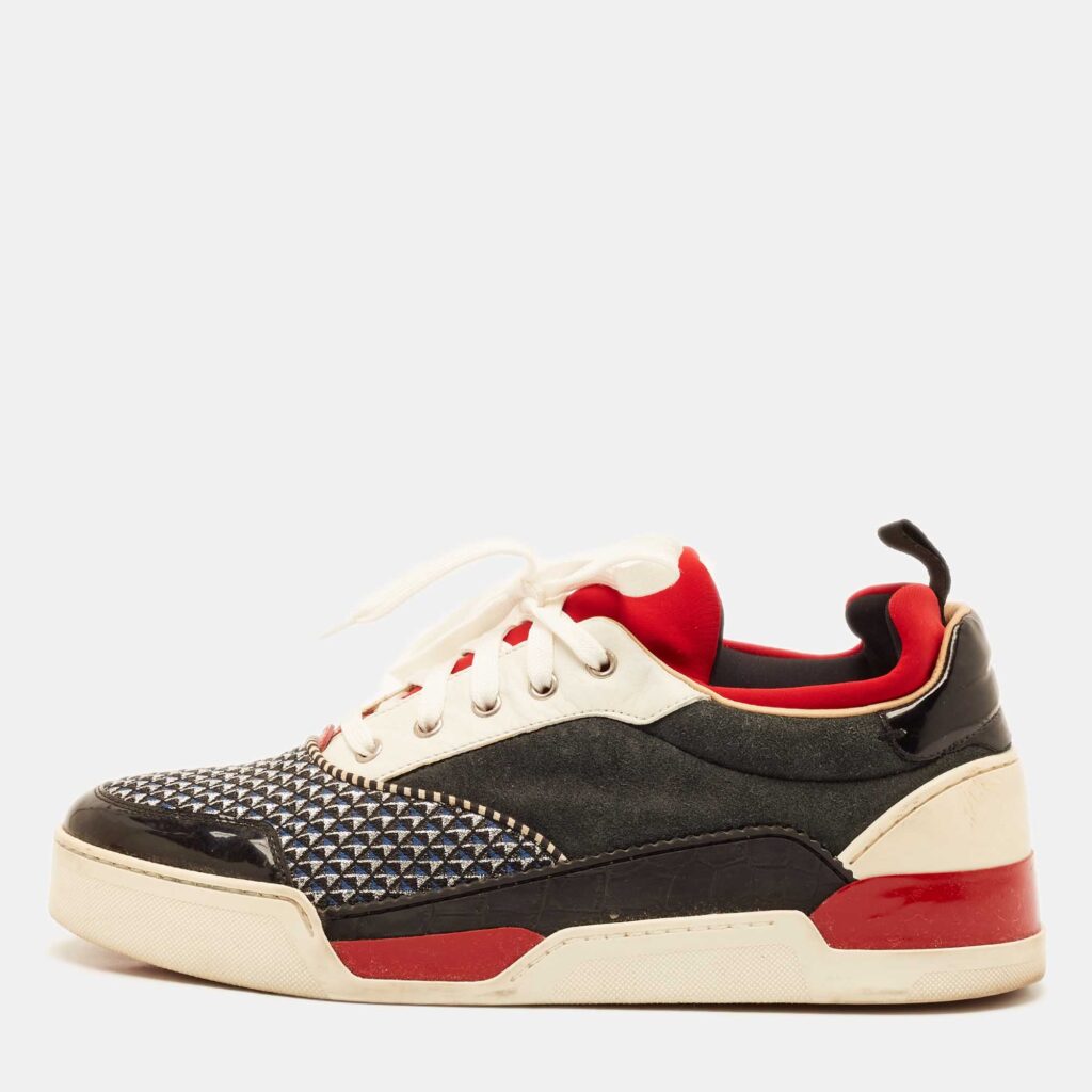 Christian Louboutin Multicolor Fabric and Leather Aurelien Lace Up Sneakers Size 44.5