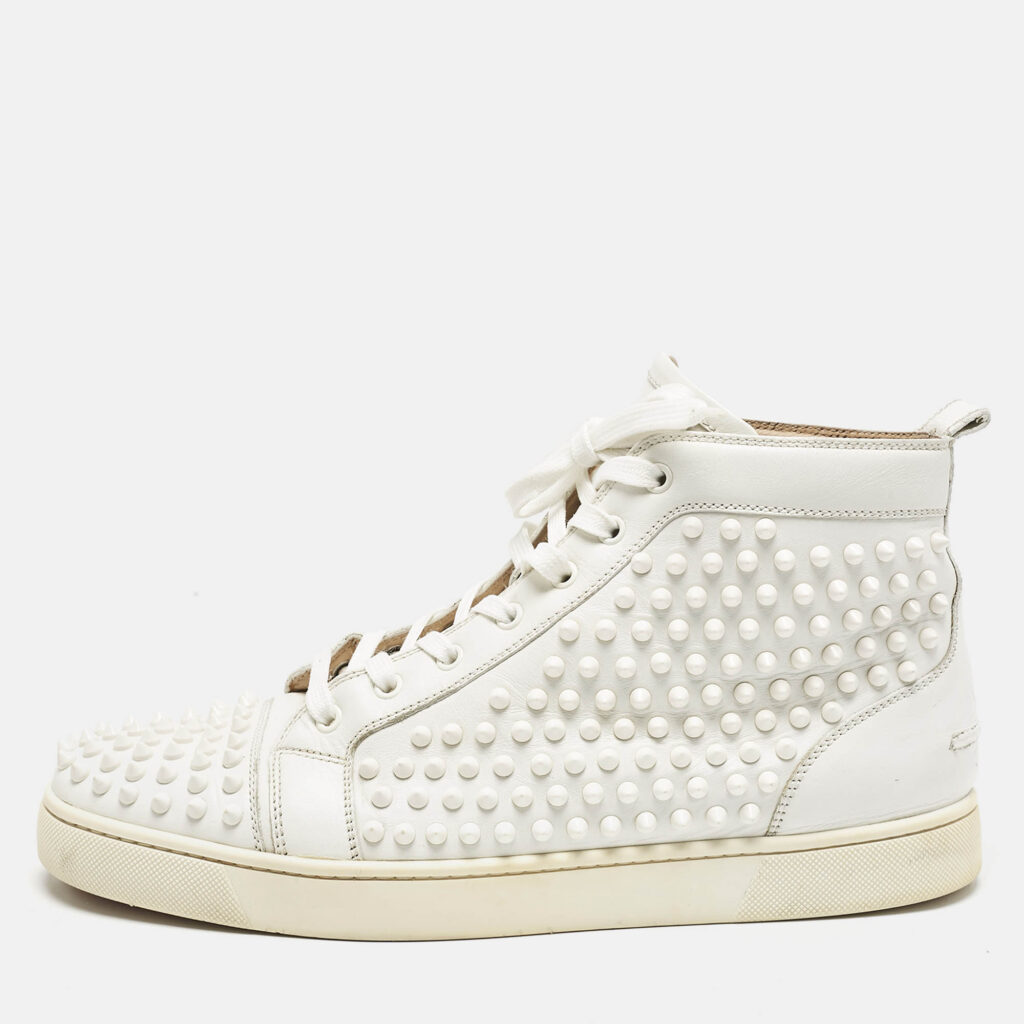 Christian Louboutin White Leather Louis Spike High Top Sneakers Size 44.5 Christian Louboutin White Leather Louis Spike High Top Sneakers Size 44.5