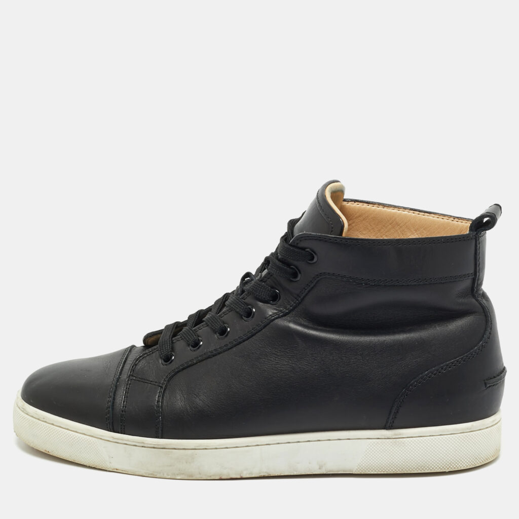 Christian Louboutin Black Leather Louis High Top Sneakers Size 42.5 Christian Louboutin Black Leather Louis High Top Sneakers Size 42.5