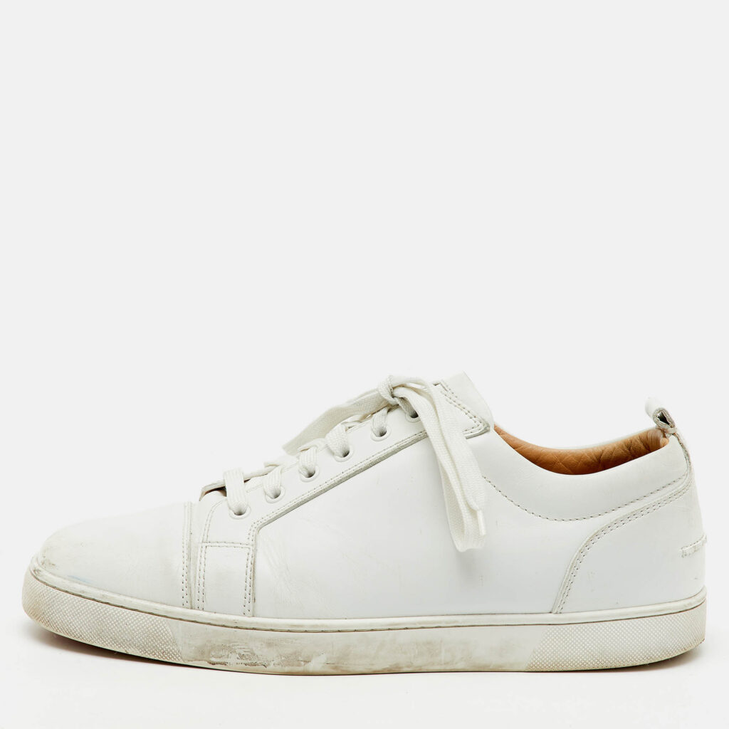 Christian Louboutin White Leather Louis Junior Low Top Sneakers Size 45 Christian Louboutin White Leather Louis Junior Low Top Sneakers Size 45