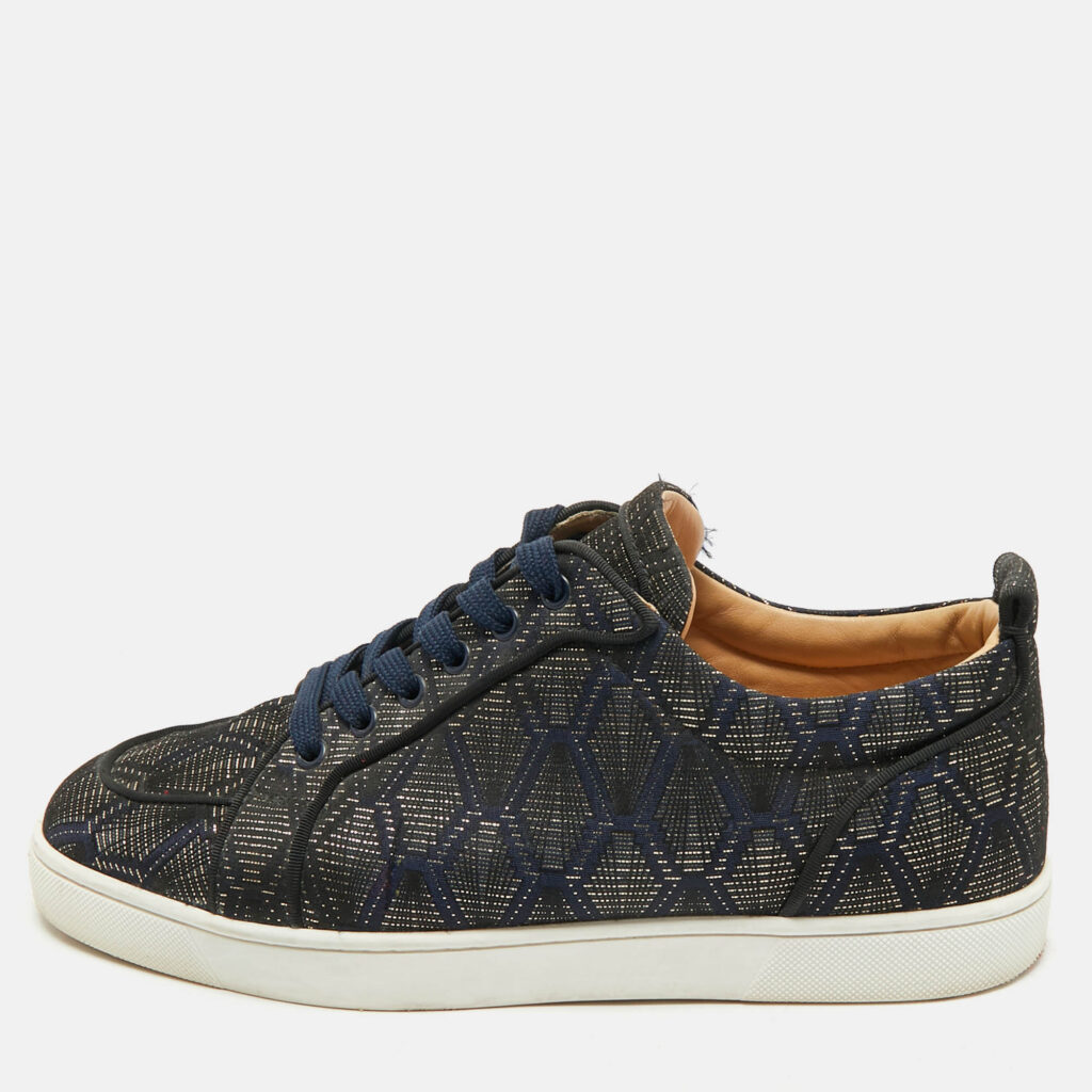 Christian Louboutin Navy Blue/Gold Fabric Rantulow Sneakers Size 43 Christian Louboutin Navy Blue/Gold Fabric Rantulow Sneakers Size 43