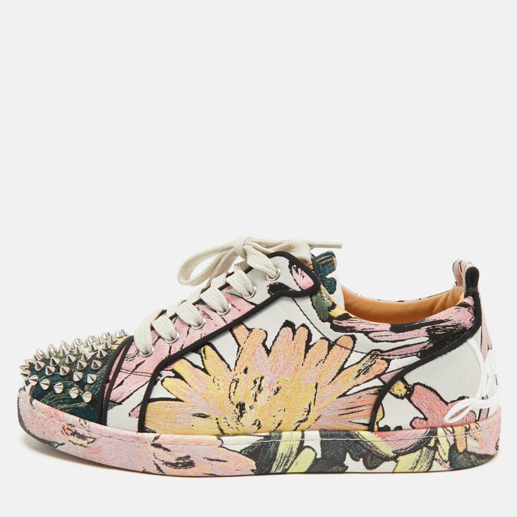 Christian Louboutin Multicolor Floral Fabric Fun Louis Junior Spike Sneakers Size 43 Christian Louboutin Multicolor Floral Fabric Fun Louis Junior Spike Sneakers Size 43