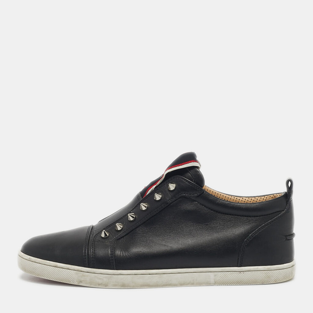 Christian Louboutin Black Leather F.A.V Slip-On Sneakers Size 42 Christian Louboutin Black Leather F.A.V Slip-On Sneakers Size 42