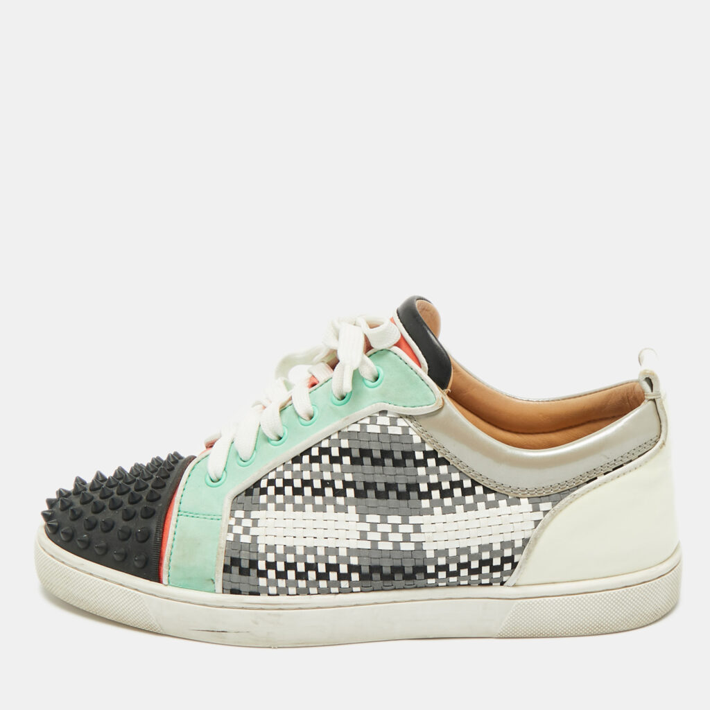 Christian Louboutin Multicolor Leather and Patent Louis Junior Spikes Lace Up Sneakers Size 43 Christian Louboutin Multicolor Leather and Patent Louis Junior Spikes Lace Up Sneakers Size 43