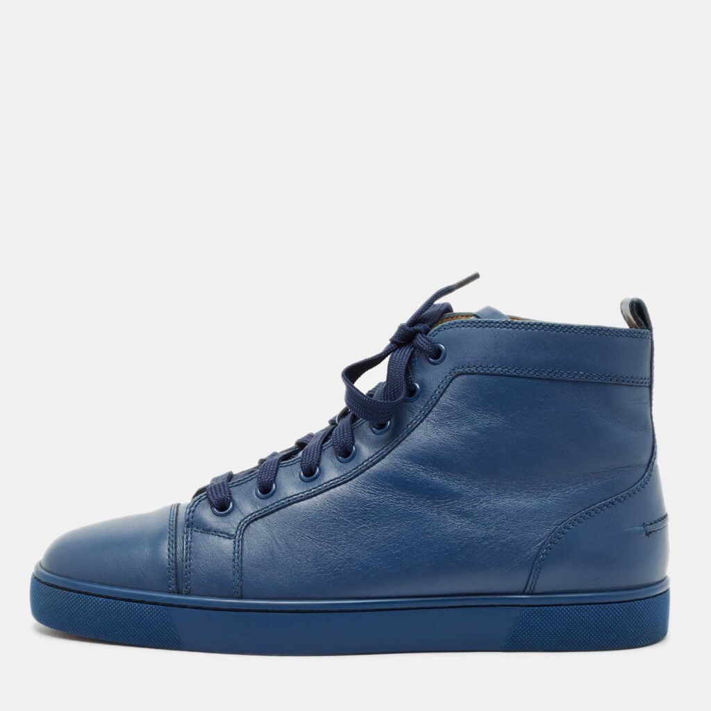 Christian Louboutin Blue Leather Louis High Top Sneakers Size 41.5