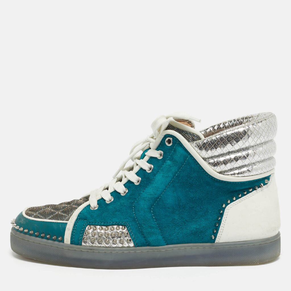 Christian Louboutin Multicolor Leather and Python Embossed Lou Pik Pik Orlato Sneakers Size 43