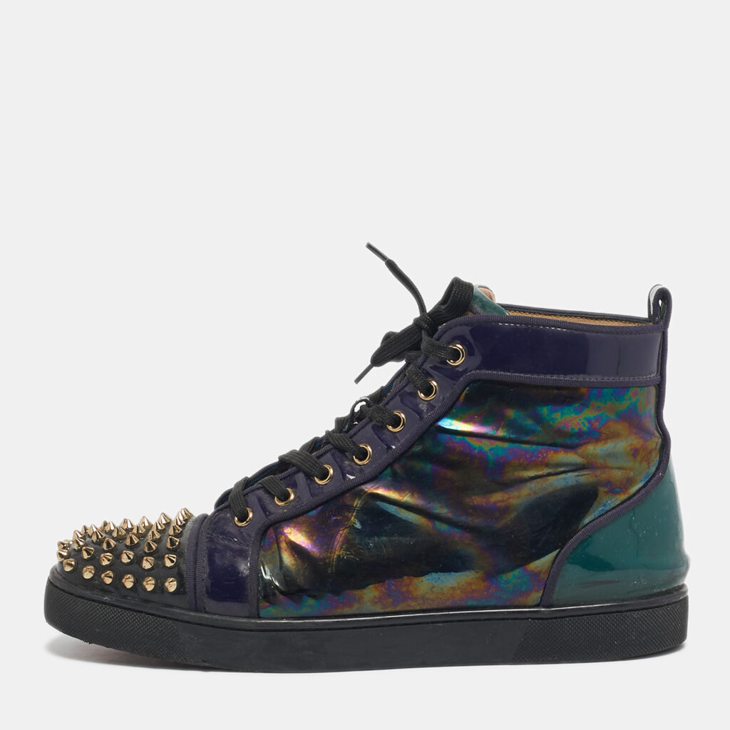 Christian Louboutin Iridescent Patent Leather Louis Junior High Top Sneakers Size 43