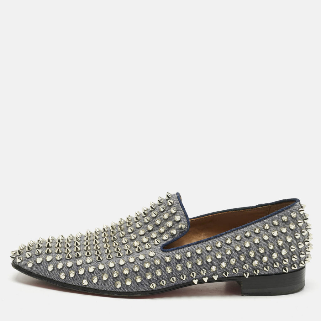 Christian Louboutin Blue Denim Rollerball Spikes Loafers Size 41.5 Christian Louboutin Blue Denim Rollerball Spikes Loafers Size 41.5