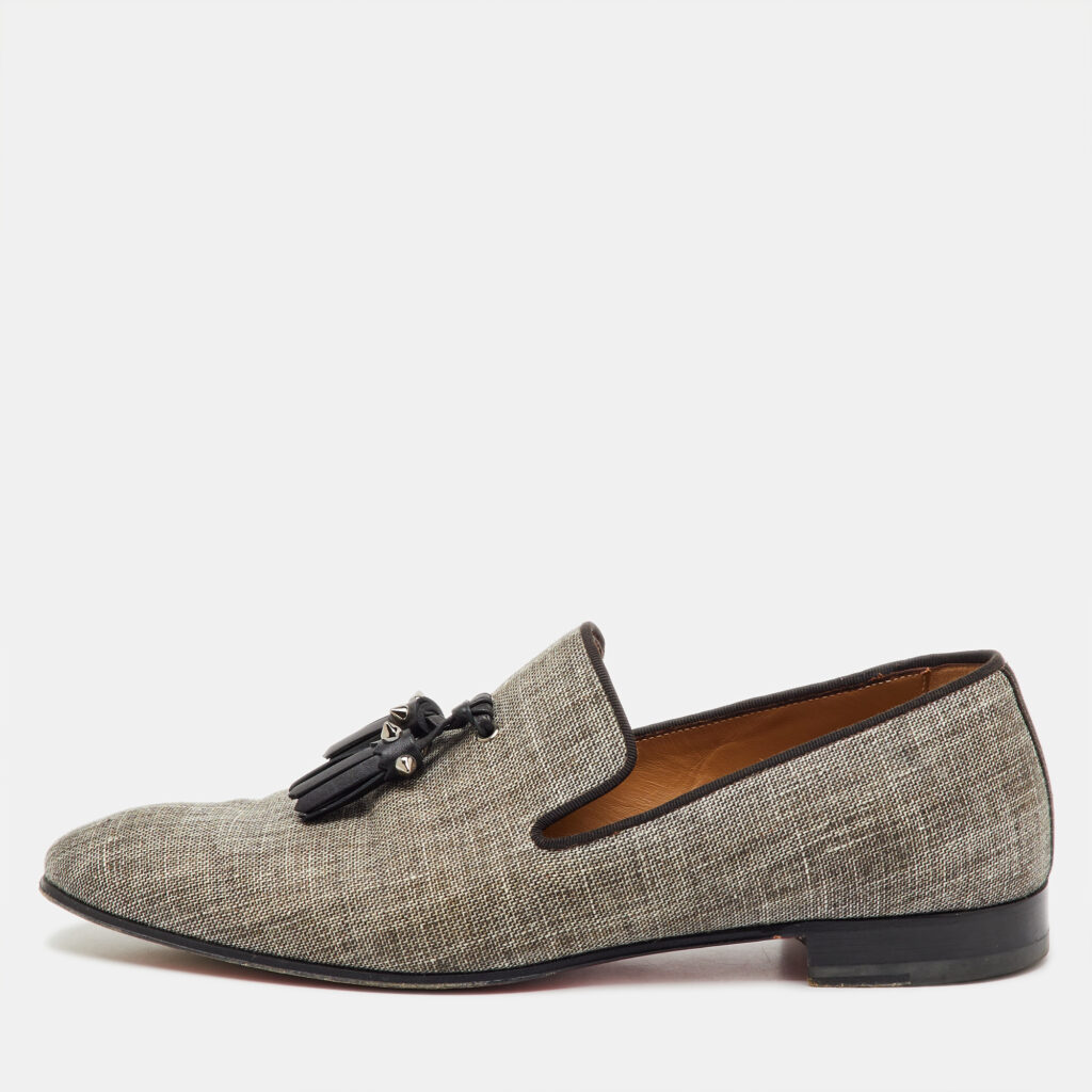Christian Louboutin Grey/Black Fabric Dandelion Tassel Loafers Size 41 Christian Louboutin Grey/Black Fabric Dandelion Tassel Loafers Size 41