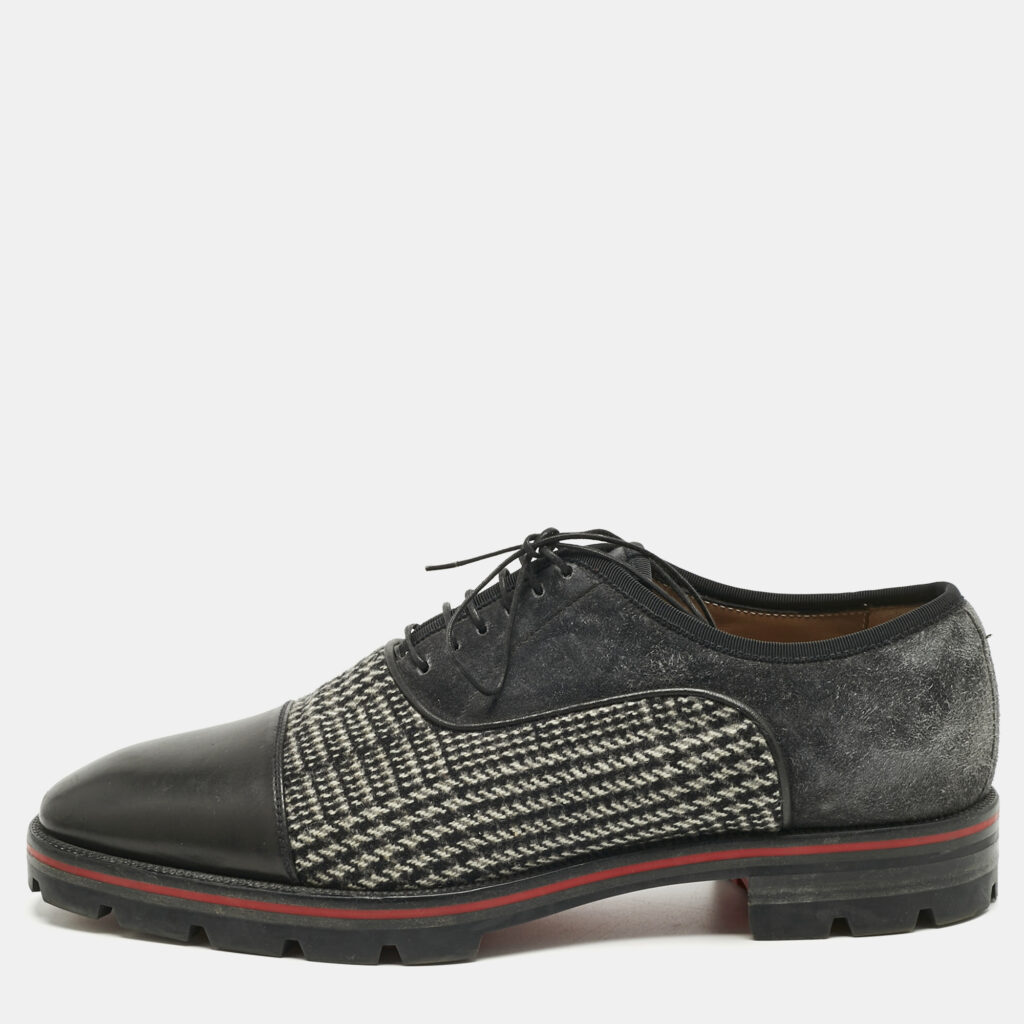 Christian Louboutin Black/Grey Suede and Leather Hubertus Lace Up Oxford Size 43 Christian Louboutin Black/Grey Suede and Leather Hubertus Lace Up Oxford Size 43