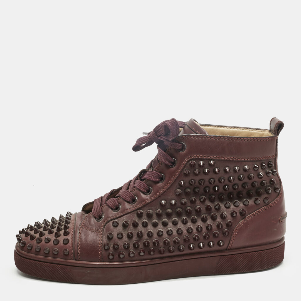 Christian Louboutin Purple Leather Louis Spikes High Top Sneakers Size 40.5 Christian Louboutin Purple Leather Louis Spikes High Top Sneakers Size 40.5