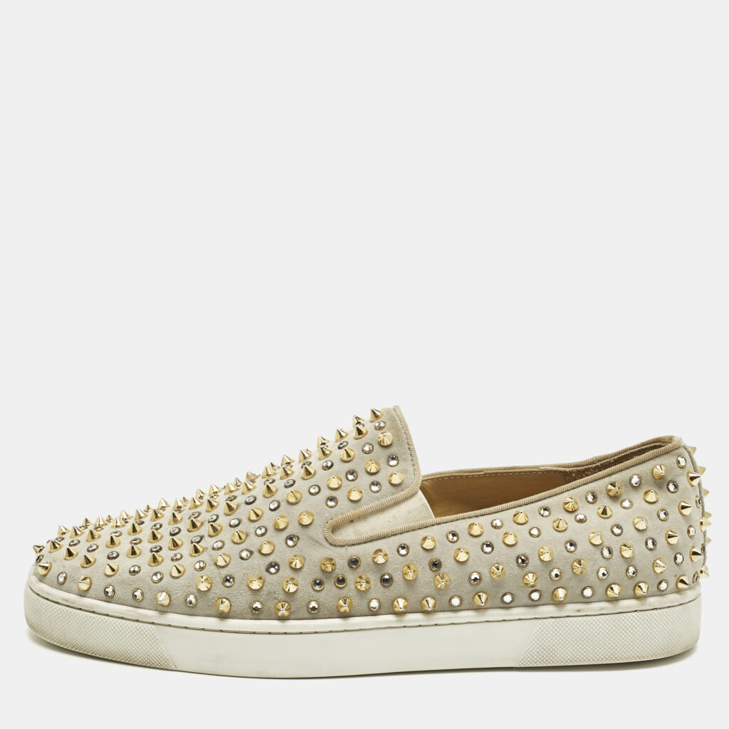 Christian Louboutin Grey Suede Roller Boat Slip On Sneakers Size 44 Christian Louboutin Grey Suede Roller Boat Slip On Sneakers Size 44