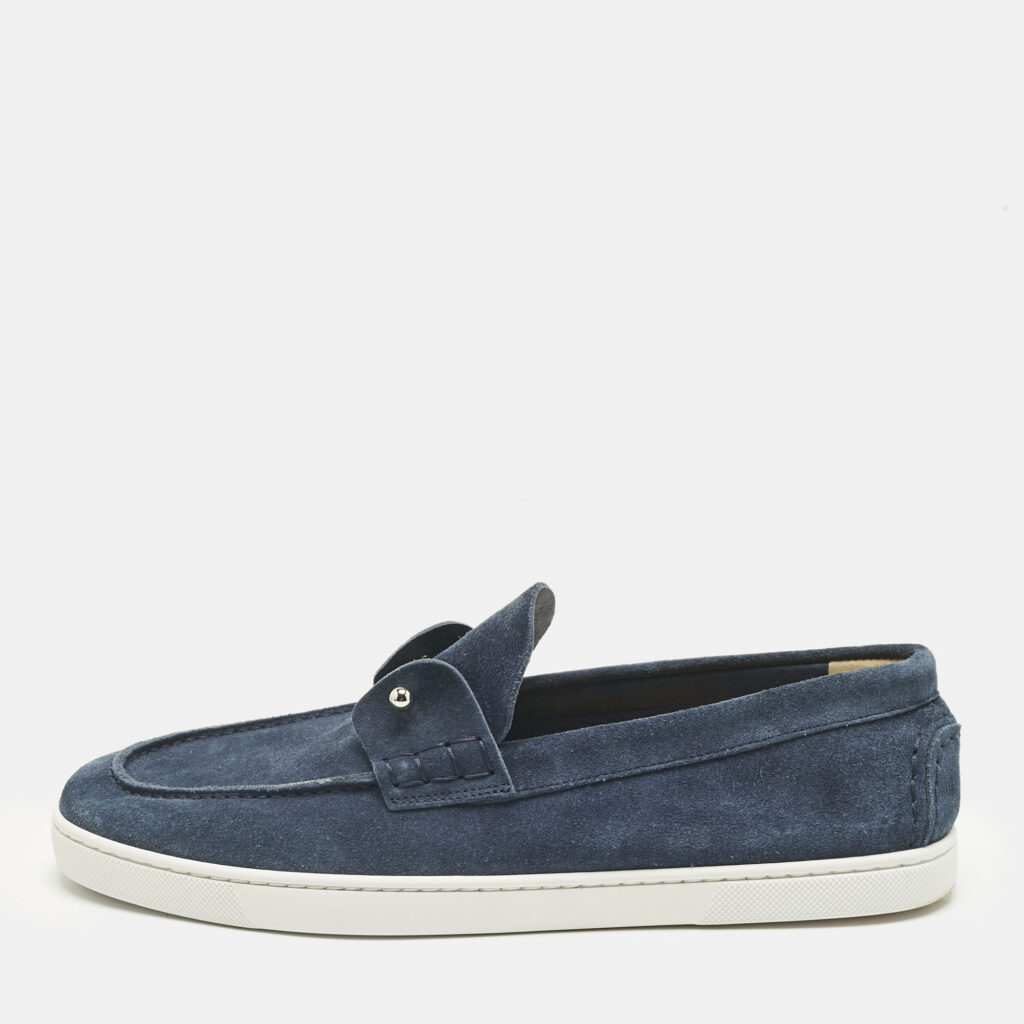 Christian Louboutin Blue Suede Chambeliboat Slip On Sneakers Size 41.5 Christian Louboutin Blue Suede Chambeliboat Slip On Sneakers Size 41.5