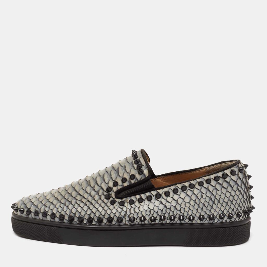 Christian Louboutin Blue Python Pik Boat Spike Slip On Sneakers Size 40 Christian Louboutin Blue Python Pik Boat Spike Slip On Sneakers Size 40