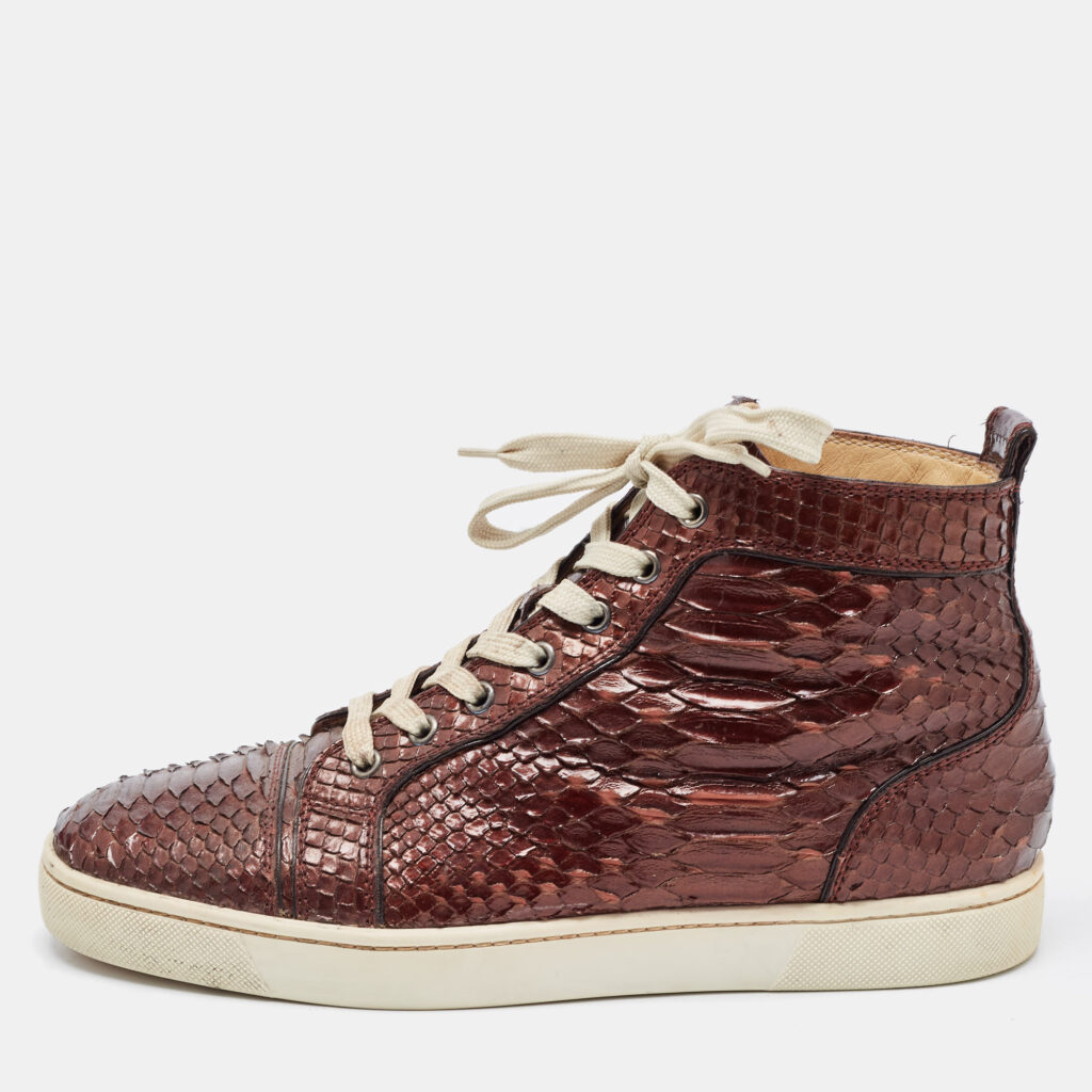 Christian Louboutin Brown Python Louis High Top Sneakers Size 42 Christian Louboutin Brown Python Louis High Top Sneakers Size 42