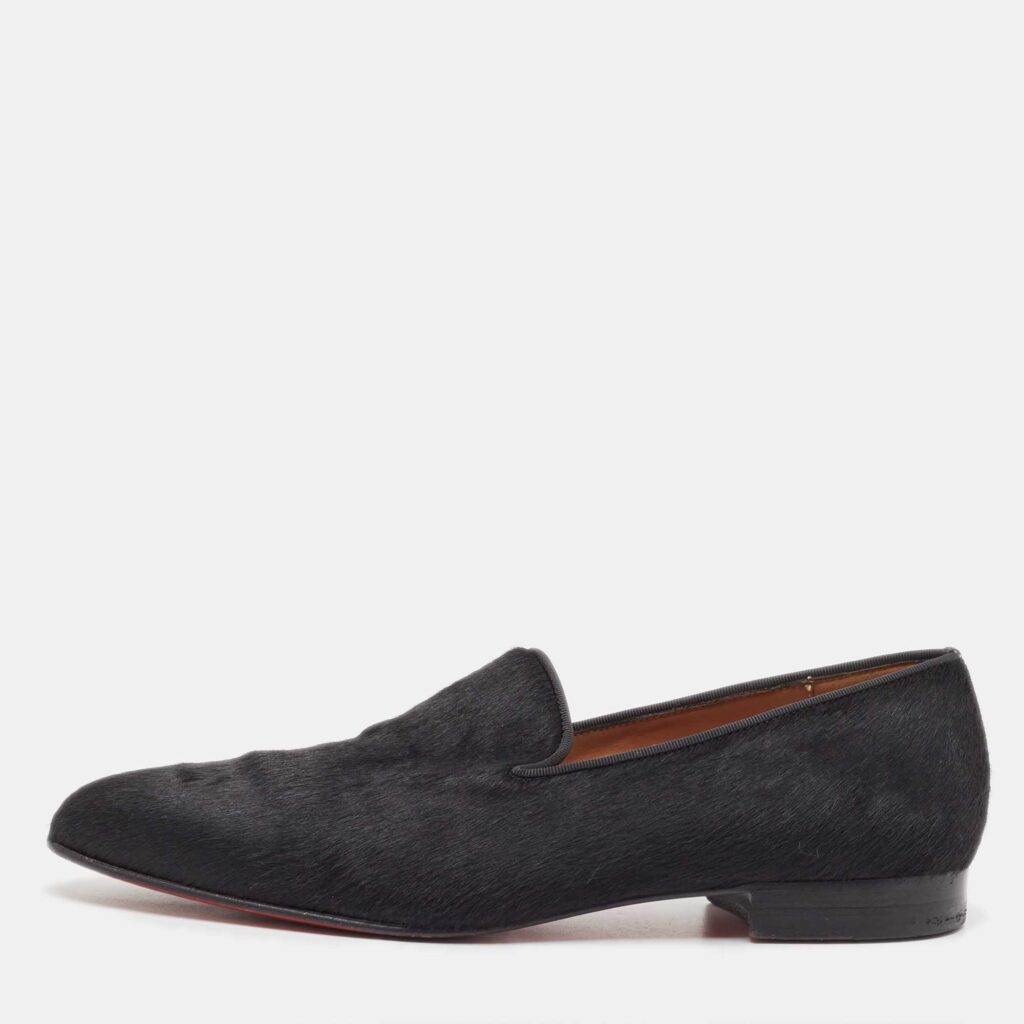 Christian Louboutin Black Calf Hair Slip On Loafers Size 43 Christian Louboutin Black Calf Hair Slip On Loafers Size 43