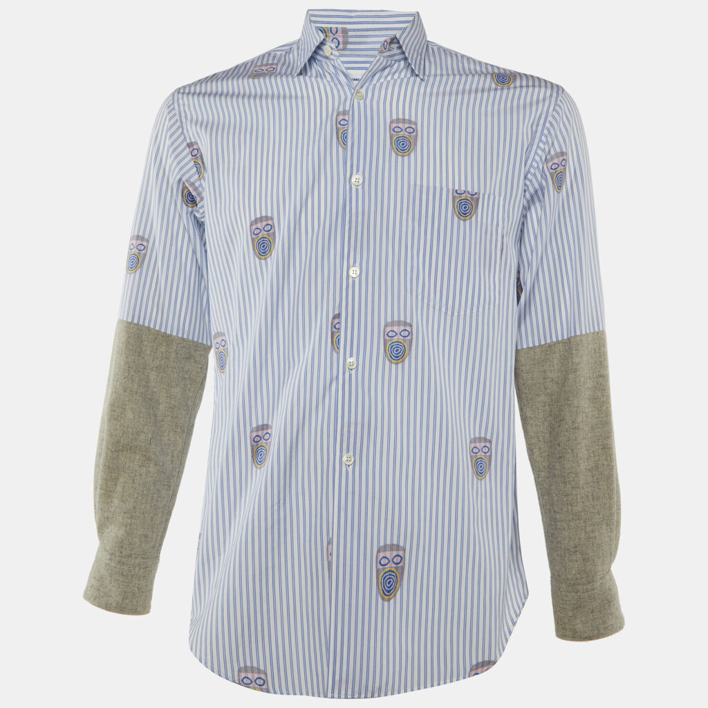 Comme des Garçons White & Blue Striped Contrast Sleeve Detail Shirt XS Comme des Garçons White & Blue Striped Contrast Sleeve Detail Shirt XS