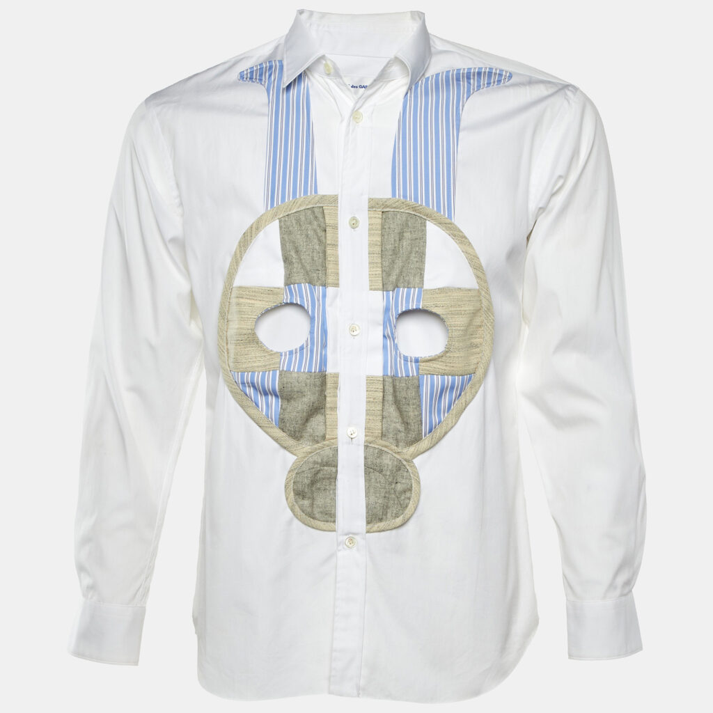 Comme des Garcons White Cotton Contrast Skull Detail Shirt XS Comme des Garcons White Cotton Contrast Skull Detail Shirt XS