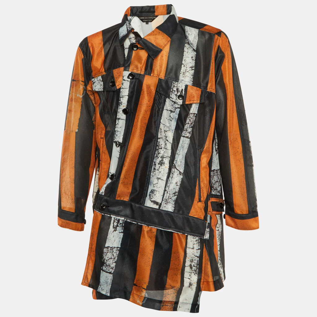 Comme des Garcons Homme Plus Multicolor Striped Mesh Long Jaacket M Comme des Garcons Homme Plus Multicolor Striped Mesh Long Jaacket M
