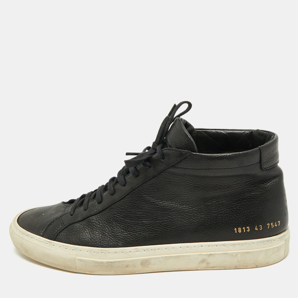 Common Projects Black Leather High Top Sneakers Size 43 Common Projects Black Leather High Top Sneakers Size 43