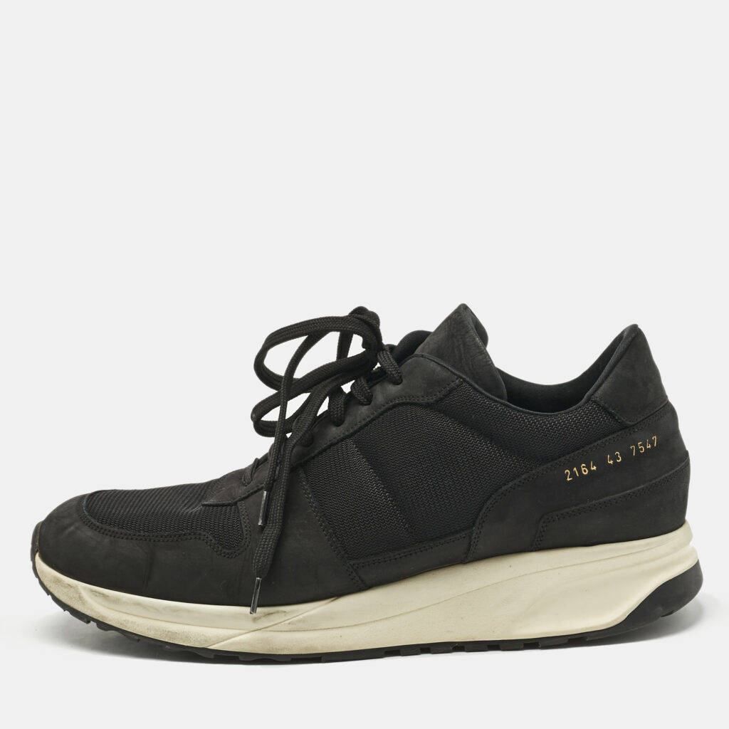 Common Projects Black Nubuck Leather and Suede Track Classic Lace Up Sneakers Size 43