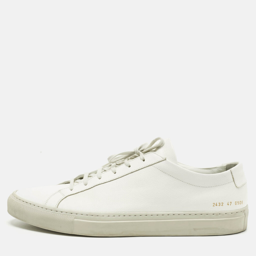 Common Projects White Leather Achilles Lace Up Sneakers Size 47