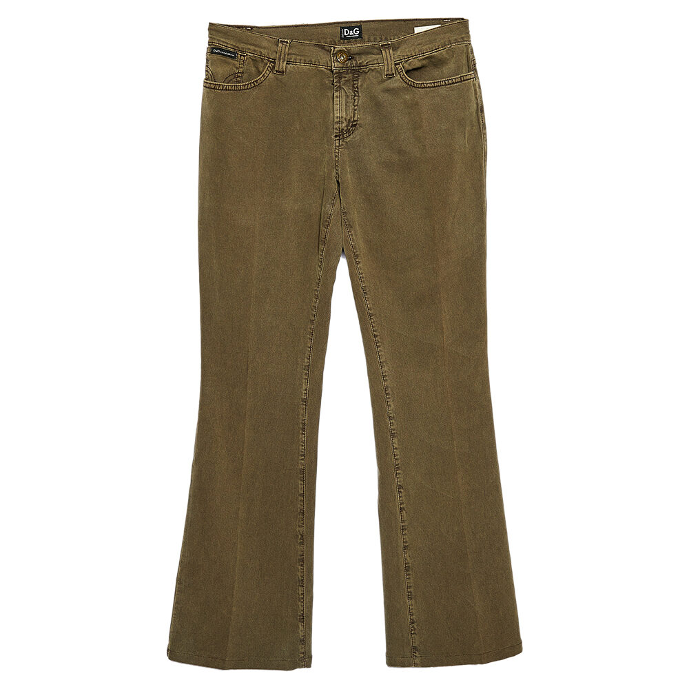 D&G Olive Green Denim Flared Leg Jeans S