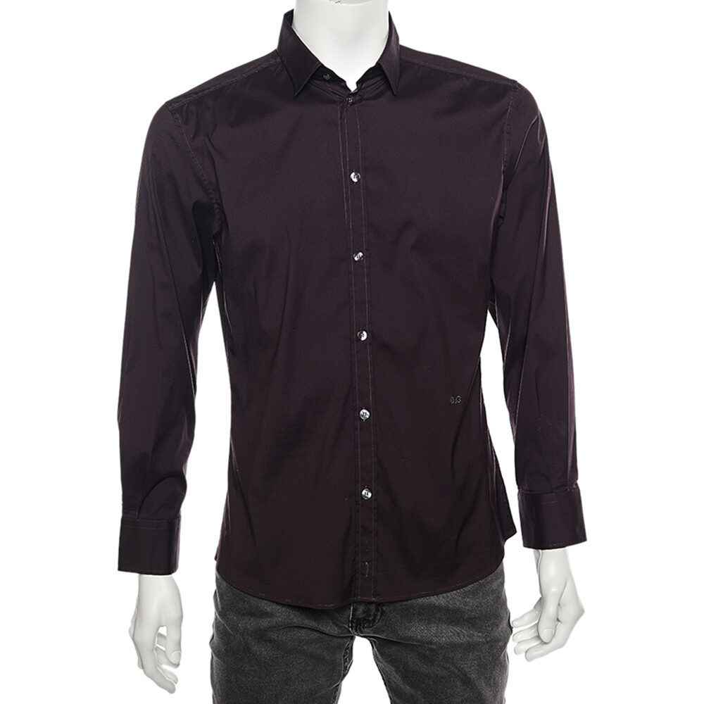 D&G Dark Burgundy Cotton Button Front Brad Shirt M D&G Dark Burgundy Cotton Button Front Brad Shirt M