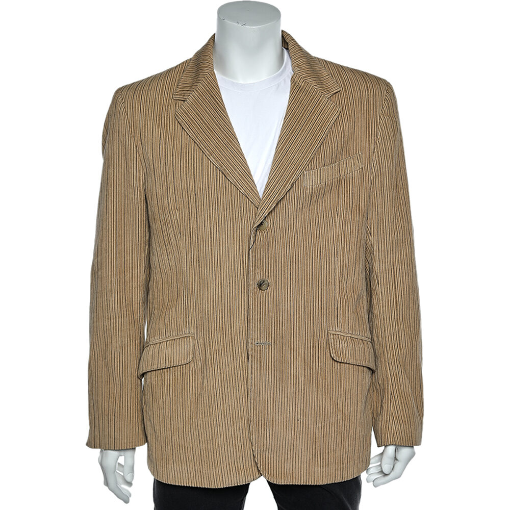 D&G Cream Striped Corduroy Button Front Blazer XXL D&G Cream Striped Corduroy Button Front Blazer XXL