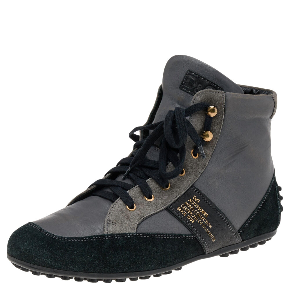 D&G Multicolor Suede And Leather High Top Sneakers Size 45 D&G Multicolor Suede And Leather High Top Sneakers Size 45